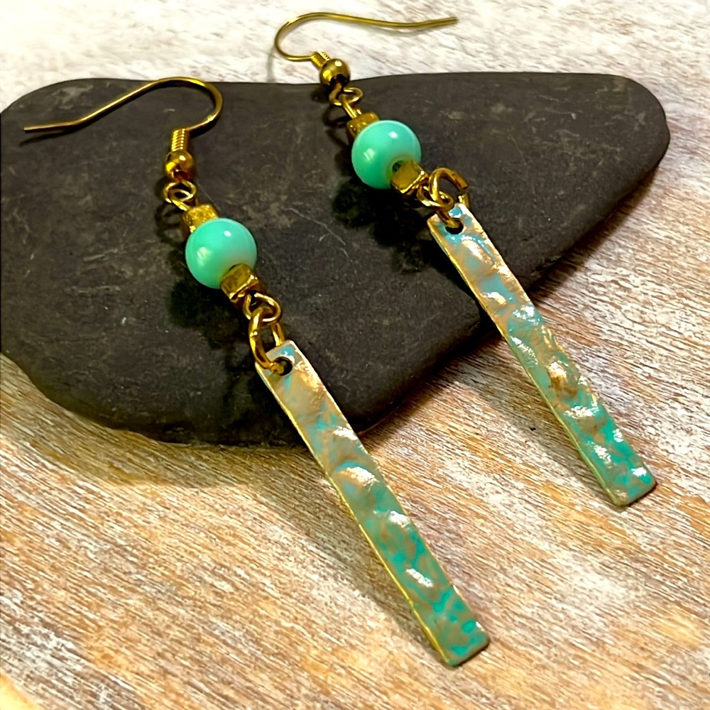 Aqua & Hammered Earrings.